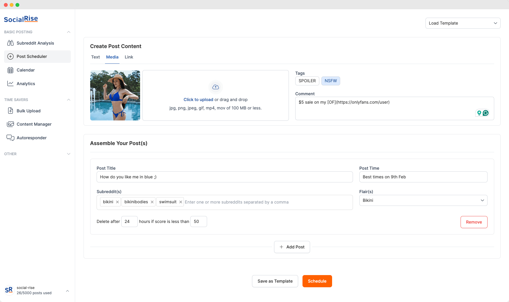 Preview of the Reddit post scheduler that lets you schedule Reddit post with ease.