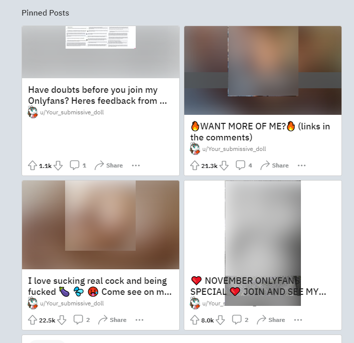 Good usage of pinned posts for OnlyFans promo Reddit.