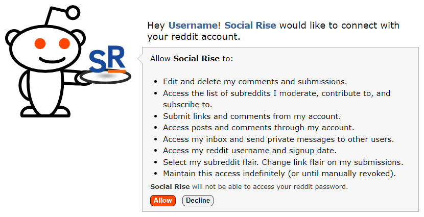 You have to authorize Social Rise to post on your behalf before you can learn how to schedule Reddit posts.
