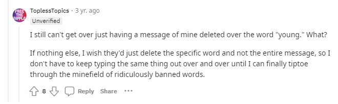Using restricted words on OnlyFans messages causes your message to be deleted.