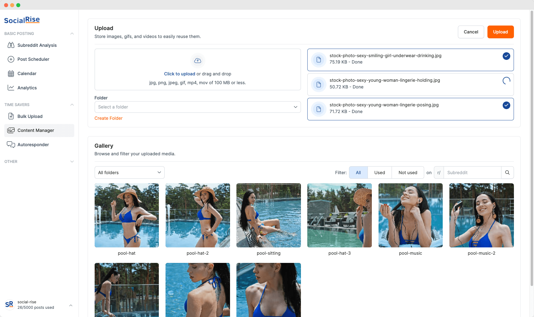 Preveiw of the Reddit content manager for OnlyFans creators.
